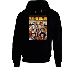 Wagon Train Nostalgic 60s Tv Show Fan Black Hooded Sweatshirt Hoodie Wagon Train Nostalgic 60s Tv Show Fan Black Hooded Sweatshirt Hoodie