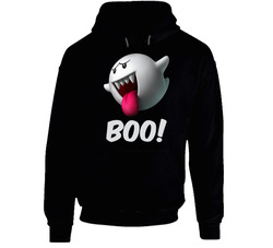 Super Mario Boo Black Hooded Sweatshirt Hoodie Super Mario Boo Black Hooded Sweatshirt Hoodie