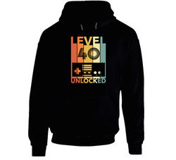 Level 40 Unlocked Black Hooded Sweatshirt Hoodie Level 40 Unlocked Black Hooded Sweatshirt Hoodie