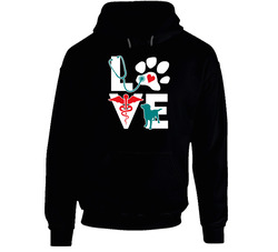 Veterinary Love Dog V. Teal Black Hooded Sweatshirt Hoodie Veterinary Love Dog V. Teal Black Hooded Sweatshirt Hoodie