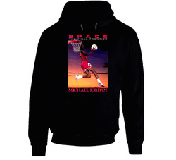 Retro 1980s Michael Jordan Space Black Hooded Sweatshirt Hoodie Retro 1980s Michael Jordan Space Black Hooded Sweatshirt Hoodie