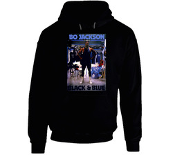 Retro Bo Jackson Black And Blue Black Hooded Sweatshirt Hoodie