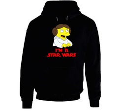 I'm A Star Wars Simpsons Ralph Wiggum Princess Leia Black Hooded Sweatshirt Hoodie I'm A Star Wars Simpsons Ralph Wiggum Princess Leia Black Hooded Sweatshirt Hoodie