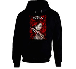 Red Sonja Action Barbarian Comic Con Black Hooded Sweatshirt Hoodie Red Sonja Action Barbarian Comic Con Black Hooded Sweatshirt Hoodie