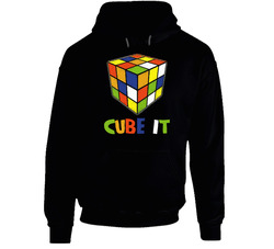 Cube It Retro Rubiks 80s Toy Black Hooded Sweatshirt Hoodie Cube It Retro Rubiks 80s Toy Black Hooded Sweatshirt Hoodie
