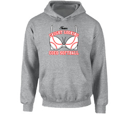 Team Caught Looking Coed Softball Team Bra Showing Baseball Hooded Sweatshirt Hoodie
