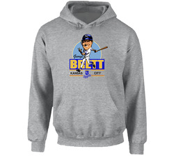 George Brett Retro Baseball Caricature Hooded Sweatshirt Hoodie George Brett Retro Baseball Caricature Hooded Sweatshirt Hoodie