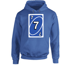 Seven 7 Blue Uno Card Game Fan Halloween Fancy Dress Hooded Sweatshirt Hoodie Seven 7 Blue Uno Card Game Fan Halloween Fancy Dress Hooded Sweatshirt Hoodie