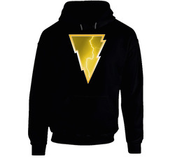 Black Adam Lightning Bolt Shazam Villain Costume Logo Hooded Sweatshirt Hoodie