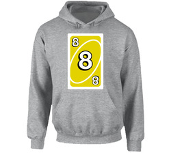 Eight 8 Yellow Uno Card Game Fan Halloween Fancy Dress Hooded Sweatshirt Hoodie Eight 8 Yellow Uno Card Game Fan Halloween Fancy Dress Hooded Sweatshirt Hoodie