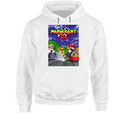 Mario Cart 64 Cover Video Game Hooded Sweatshirt Hoodie Mario Cart 64 Cover Video Game Hooded Sweatshirt Hoodie