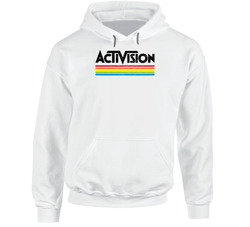 Activision Retro Rainbow Logo Gamer Fan Vintage Grunge Look Hooded Sweatshirt Hoodie Activision Retro Rainbow Logo Gamer Fan Vintage Grunge Look Hooded Sweatshirt Hoodie