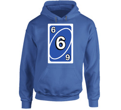 Six 6 Blue Uno Card Game Fan Halloween Fancy Dress Hooded Sweatshirt Hoodie Six 6 Blue Uno Card Game Fan Halloween Fancy Dress Hooded Sweatshirt Hoodie