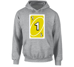 One 1 Yellow Uno Card Game Fan Halloween Fancy Dress Hooded Sweatshirt Hoodie One 1 Yellow Uno Card Game Fan Halloween Fancy Dress Hooded Sweatshirt Hoodie