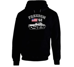 1962 Chevrolet Corvette Freedom Car Fan Worn Look Hooded Sweatshirt Hoodie 1962 Chevrolet Corvette Freedom Car Fan Worn Look Hooded Sweatshirt Hoodie