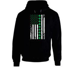 Irish American Flag Shamrocks St Patrick's Day Worn Look Hooded Sweatshirt Hoodie Irish American Flag Shamrocks St Patrick's Day Worn Look Hooded Sweatshirt Hoodie
