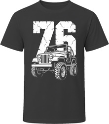 76 CJ5 Collector Vintage Car Drawing Portrait T-Shirt