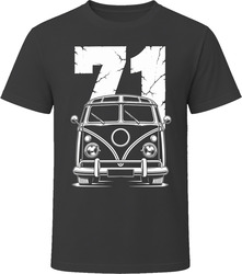 71 Microbus Collector Vintage Car Drawing Portrait T-Shirt