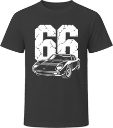 66 Miura Collector Vintage Car Drawing Portrait T-Shirt