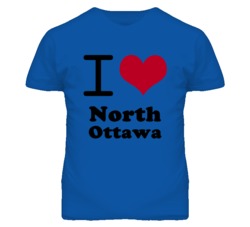 North Ottawa Kansas I Heart Love Green T Shirt