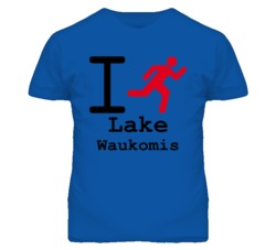 Lake Waukomis Missouri I Run Green T Shirt