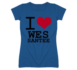 Wes Santee Kansas Sports I Love Heart Ladies Tee T Shirt