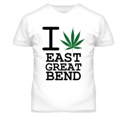 East Great Bend Kansas I Heart Love Weed Marijuana Green T Shirt