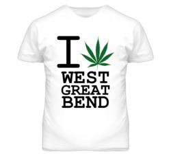 West Great Bend Kansas I Heart Love Weed Marijuana Green T Shirt