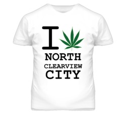 North Clearview City Kansas I Heart Love Weed Marijuana Green T Shirt