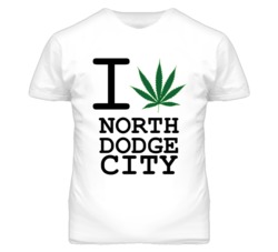 North Dodge City Kansas I Heart Love Weed Marijuana Green T Shirt
