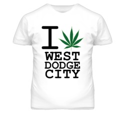 West Dodge City Kansas I Heart Love Weed Marijuana Green T Shirt