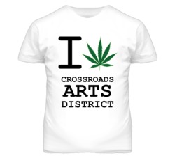 Crossroads Arts District Kansas I Heart Love Weed Marijuana Green T Sh