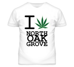 North Oak Grove Missouri I Heart Love Weed Marijuana Green T Shirt