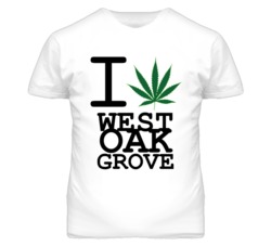 West Oak Grove Missouri I Heart Love Weed Marijuana Green T Shirt
