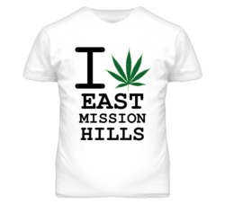 East Mission Hills Kansas I Heart Love Weed Marijuana Green T Shirt