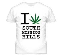 South Mission Hills Kansas I Heart Love Weed Marijuana Green T Shirt
