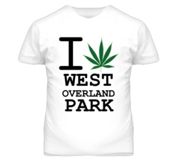 West Overland Park Kansas I Heart Love Weed Marijuana Green T Shirt