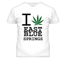 East Blue Springs Missouri I Heart Love Weed Marijuana Green T Shirt