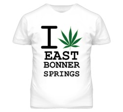 East Bonner Springs Kansas I Heart Love Weed Marijuana Green T Shirt