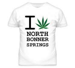North Bonner Springs Kansas I Heart Love Weed Marijuana Green T Shirt