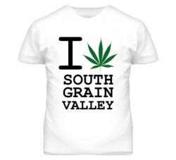 South Grain Valley Missouri I Heart Love Weed Marijuana Green T Shirt