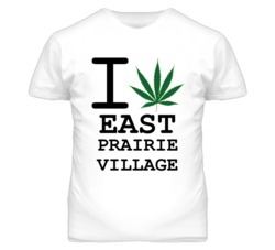 East Prairie Village Kansas I Heart Love Weed Marijuana Green T Shirt