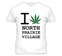 North Prairie Village Kansas I Heart Love Weed Marijuana Green T Shirt
