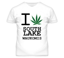 South Lake Waukomis Missouri I Heart Love Weed Marijuana Green T Shirt