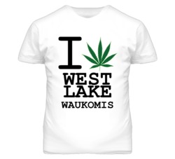 West Lake Waukomis Missouri I Heart Love Weed Marijuana Green T Shirt