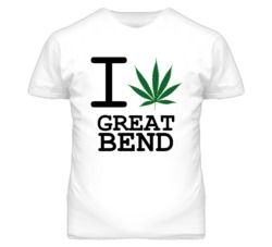 Great Bend Kansas I Heart Love Weed Marijuana Green T Shirt