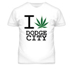 Dodge City Kansas I Heart Love Weed Marijuana Green T Shirt