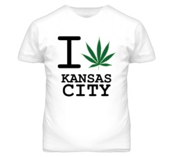 Kansas City Kansas I Heart Love Weed Marijuana Green T Shirt