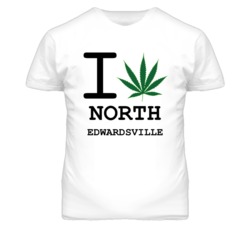 North Edwardsville Kansas I Heart Love Weed Marijuana Green T Shirt