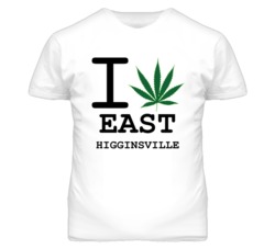 East Higginsville Missouri I Heart Love Weed Marijuana Green T Shirt